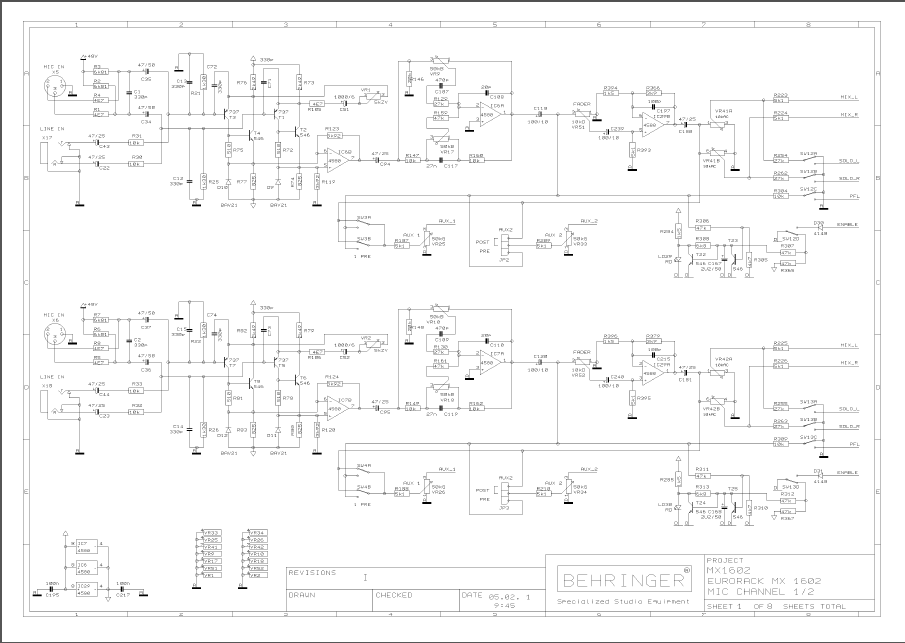 BEHRINGER MX1602 Schematics