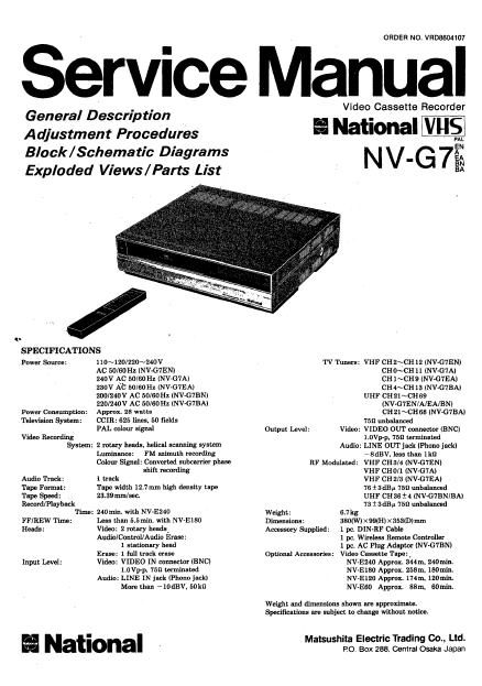 Audio TO Clearcom-NATIONAL_panasonic NV-G7_sch Service Manual