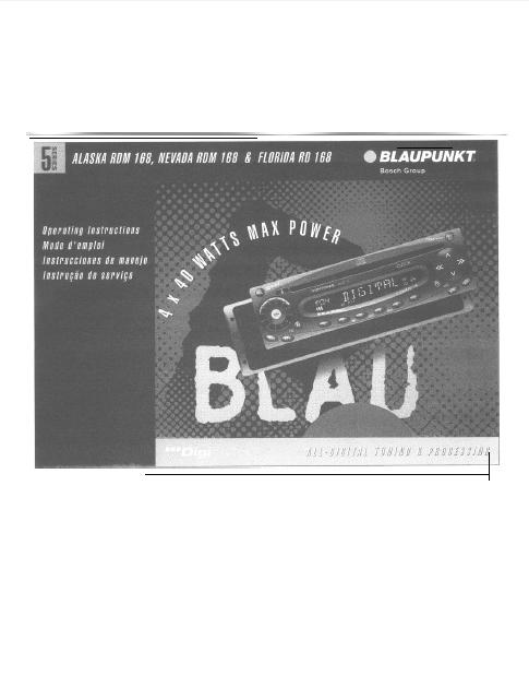 BLAUPUNKT RDM 168 Operation Manual
