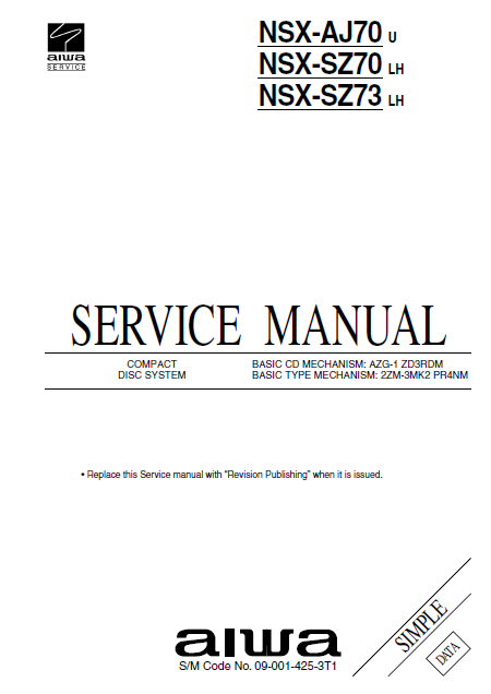 AIWA NSX-AJ70 U Simple CD Stereo System Service Manual