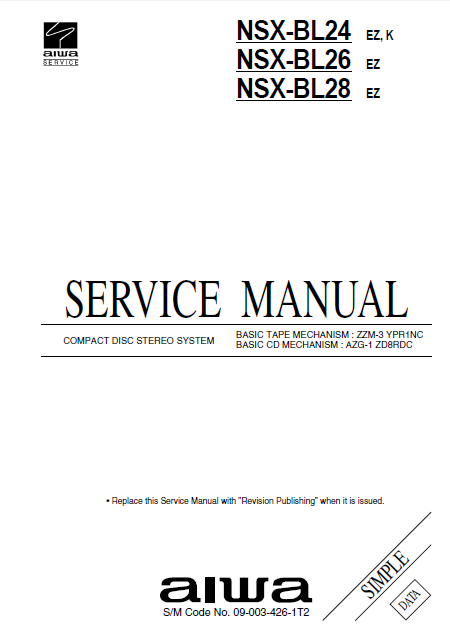 AIWA NSX-BL24 Simple Compact Disc Stereo Service Manual