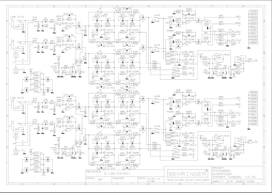 BEHRINGER Europower PMX5000M rev D Schematics