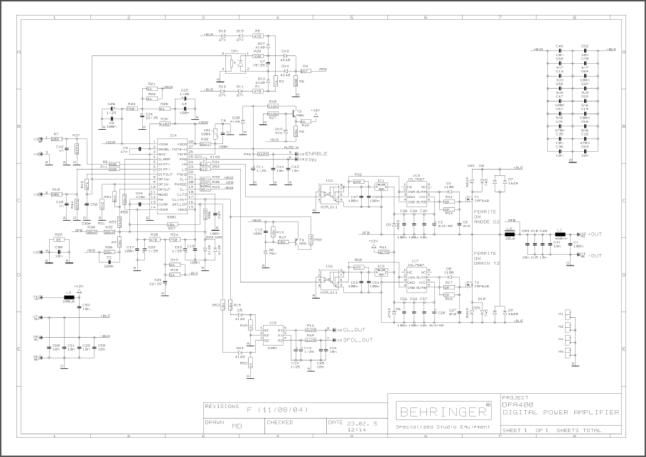 BEHRINGER DPA400 rev F Schematic
