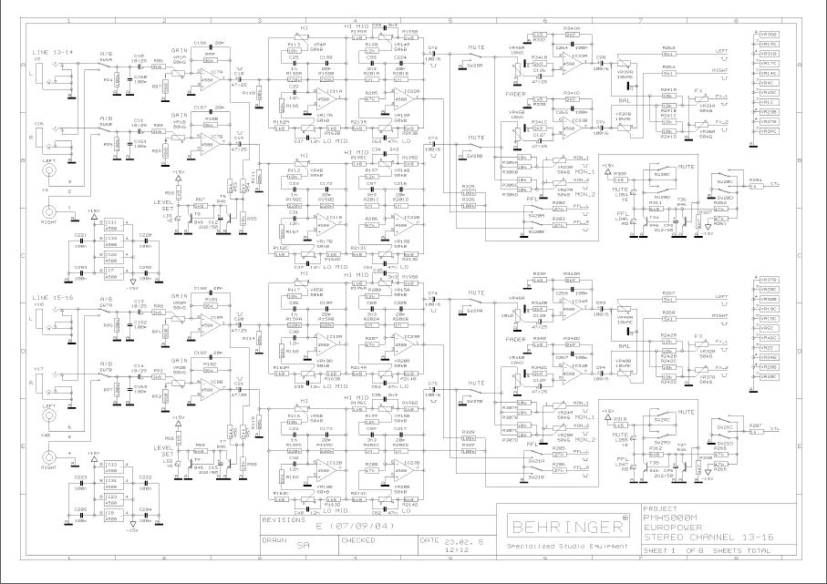 BEHRINGER PMH5000M rev E Schematics