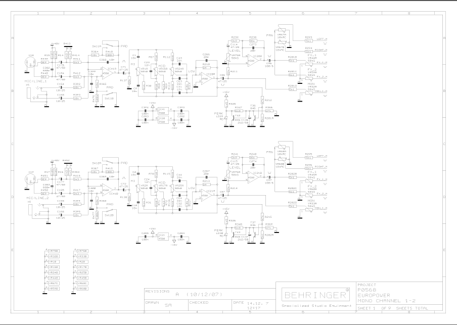 BEHRINGER P0568 Europower rev A Schematics