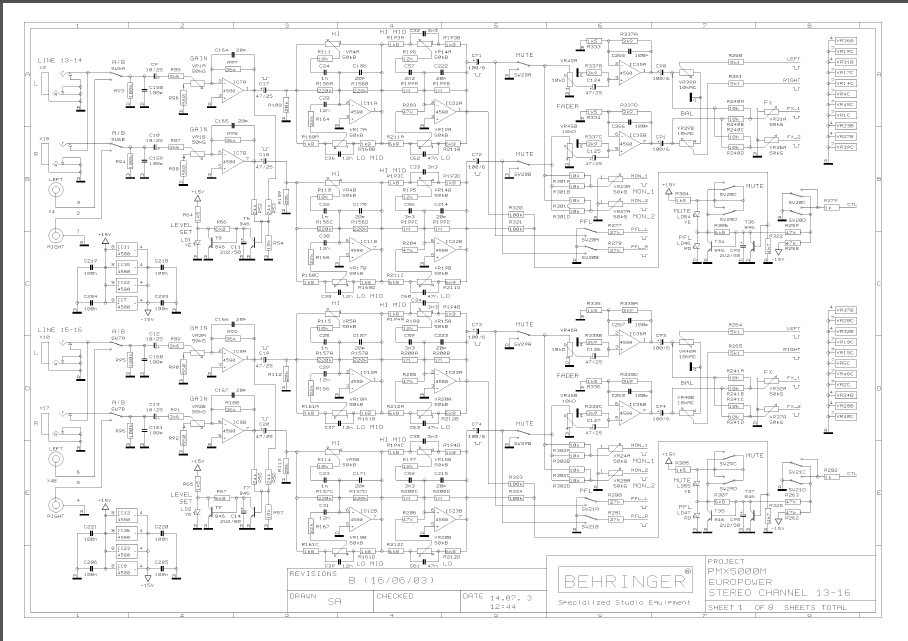 BEHRINGER PMX5000M Europower rev B Schematics