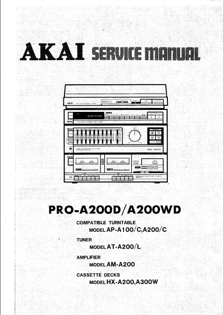 AKAI PRO A20D-A200WD Stereo Cassette Deck Service Manual