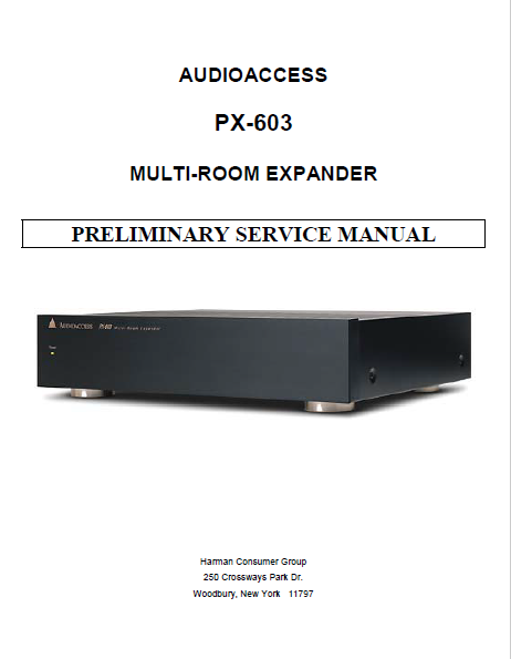 Harman Kardon Pulse PX-603 Multi-Room Expander Preliminary Service Manual