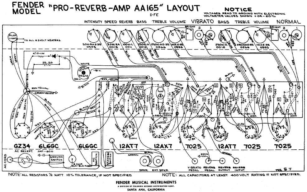 FENDER Pro Reverb AA165 Layout
