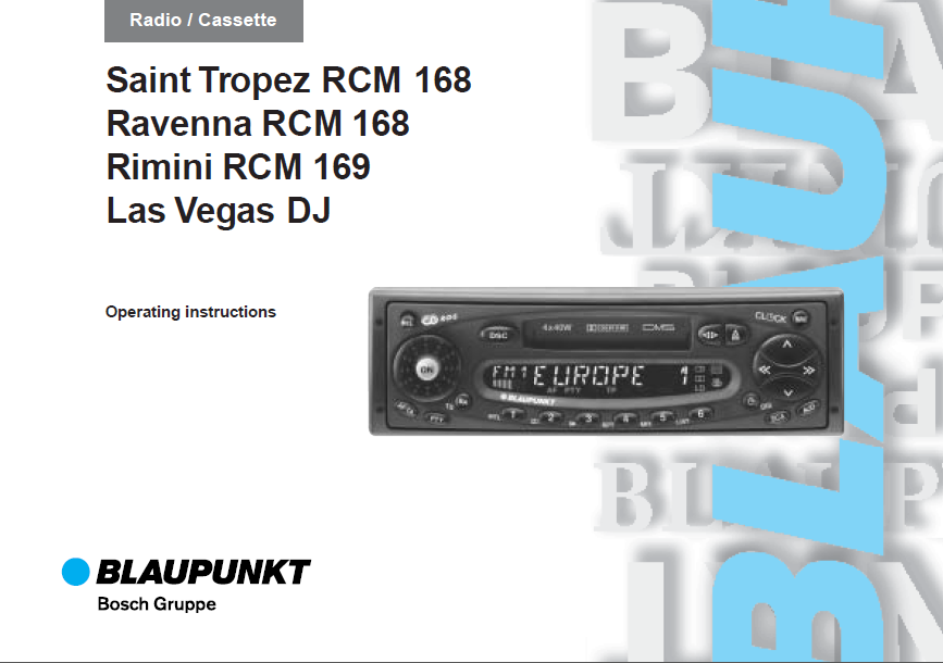 BLAUPUNKT RCM 168 Operation Manual