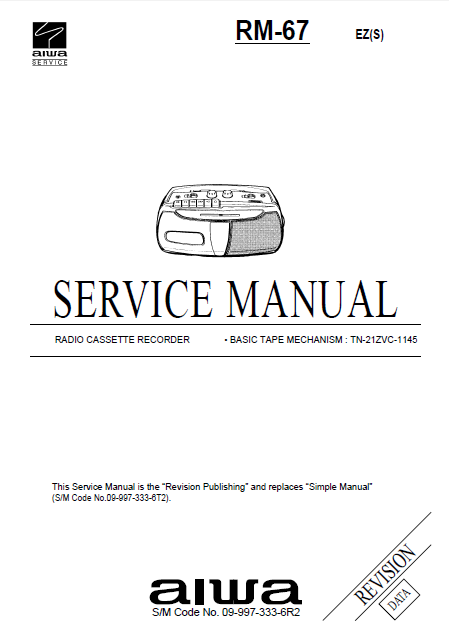 AIWA RM-67 EZ Revision Radio Cassette Recorder Operation Manual