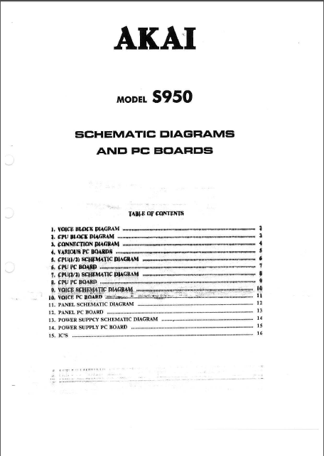 AKAI S950 PC Board Schematics
