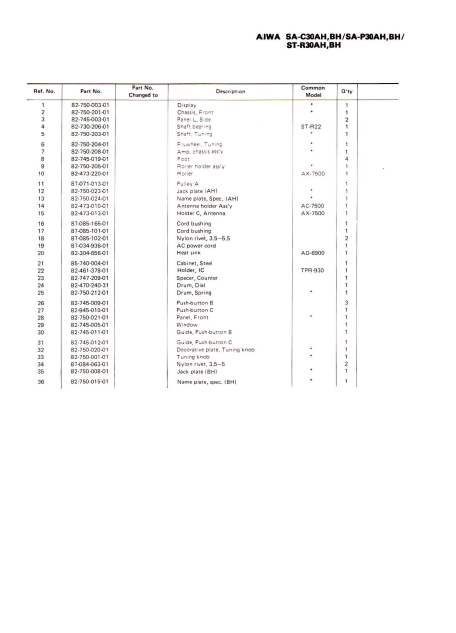 AIWA SA-C30AH Stereo Integrated Amplifier Service Manual