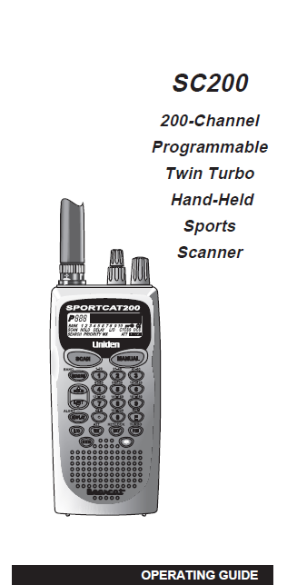 BEARCAT SC200 Twin Turbo Sports Channel Owner's Manual