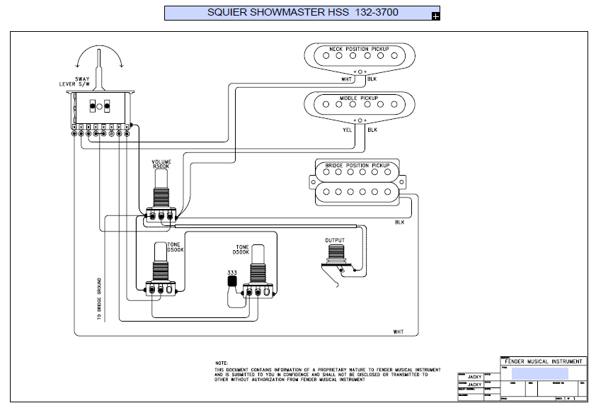 FENDER Squier Showmaster HSS 132-3700 Schematic
