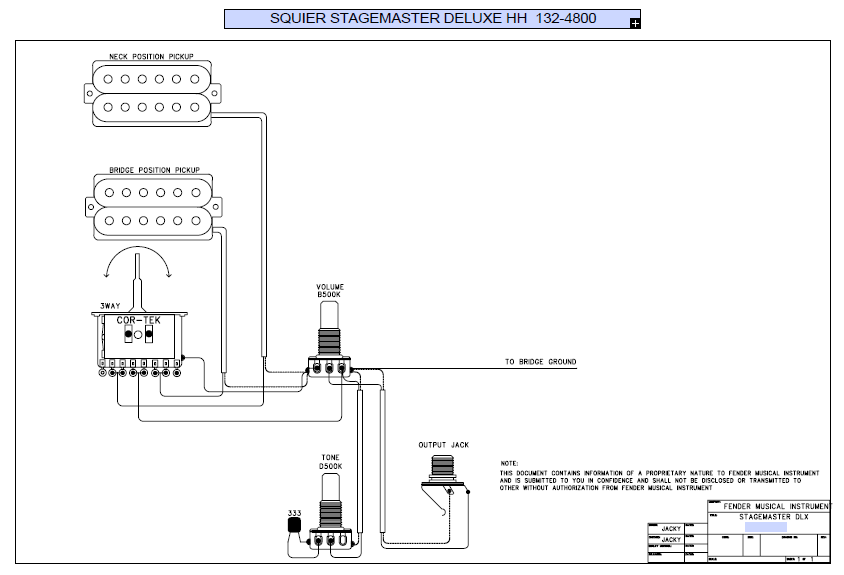 FENDER Squier Stagemaster Deluxe HH 132-4800 Schematic