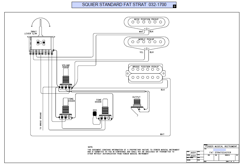 FENDER Squier Standard Fat Strat 032-1700 Schematic