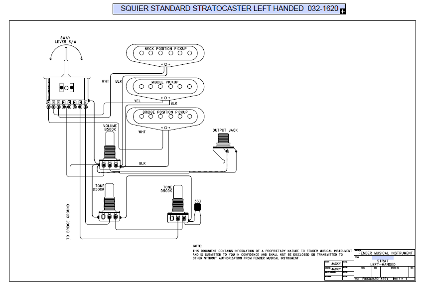 FENDER Squier Standard Strat LH 032-1620 Schematic