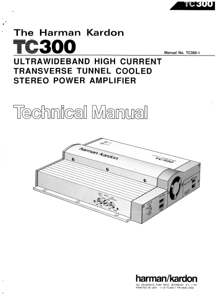 Harman Kardon TC300 Stereo Power Amplifier Technical Manual