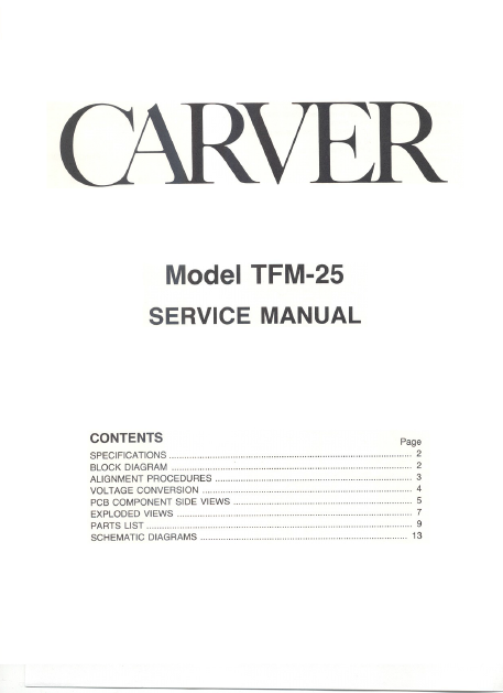 Audio TO Clearcom-TFM-25 Service Manual