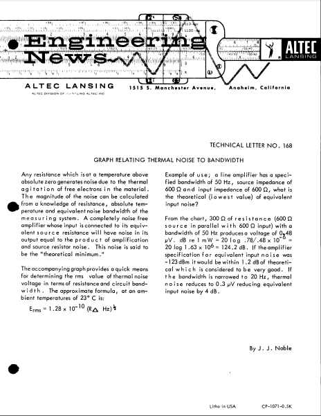 ALTEC TL-168 Instructional Manual