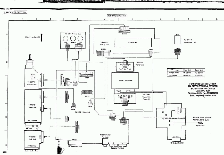 DENON UDA-70 Receiver Section Wiring Schematics
