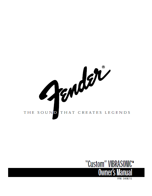 FENDER Custom Vibrasonic Owner's Manual