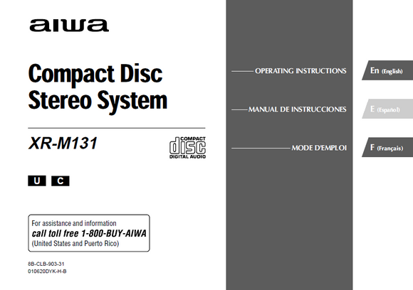 AIWA XR-M131 Compact Disc Stereo System Operations Manual