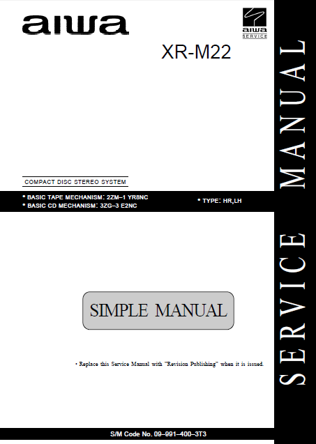 AIWA XR-M22 CD Stereo System Simple Service Manual