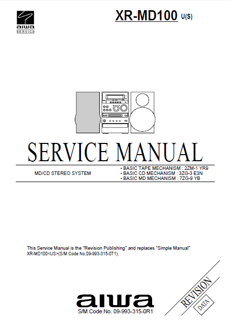 AIWA XR-MD100 CD Stereo System Revision Service Manual
