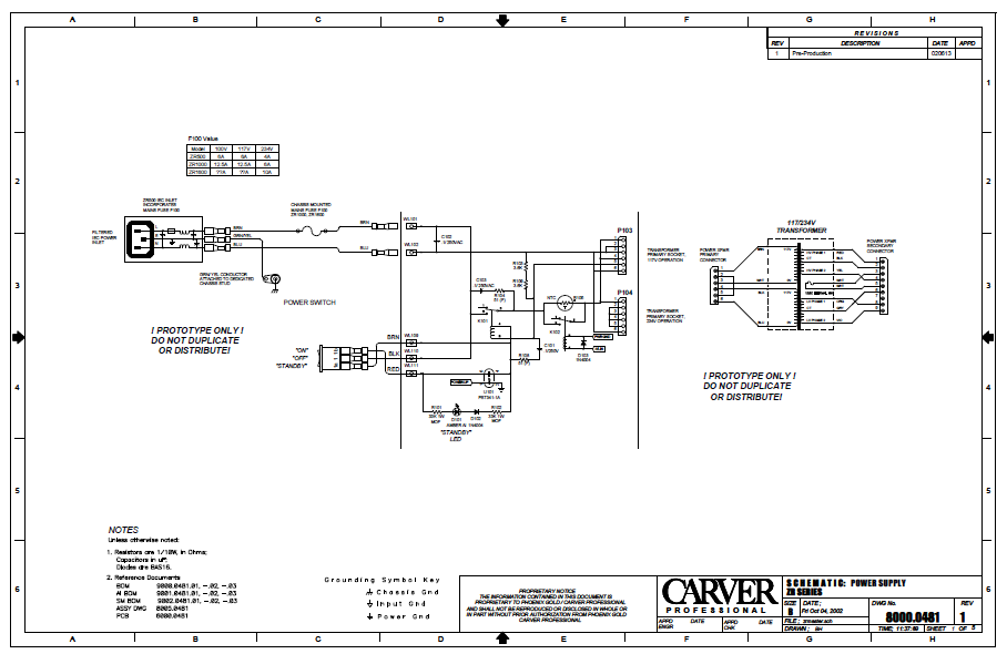 CARVER ZR Series Schematics
