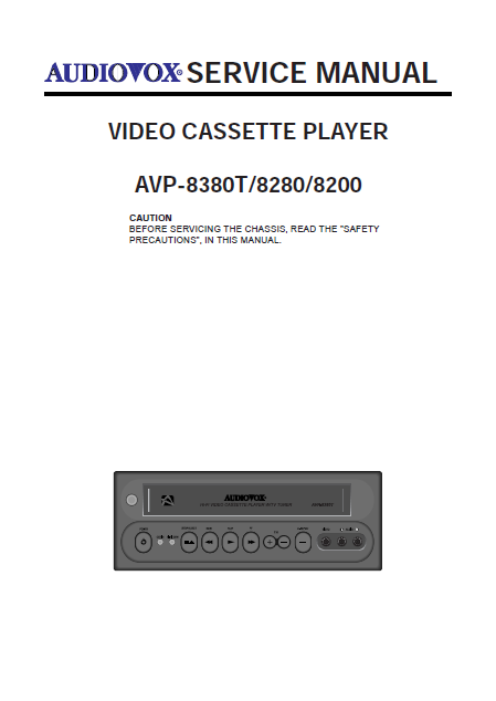AUDIOVOX AVP-8380T Video Cassette Player Service Manual