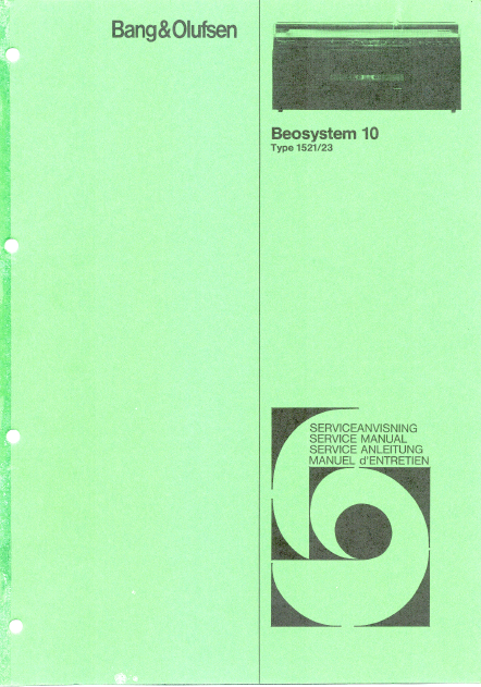 B.O Beosystem 10 Service Manual