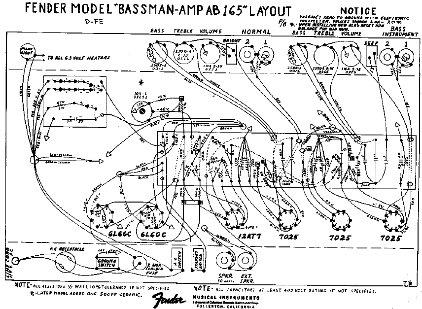 FENDER Bassman AMP AA165 Layout