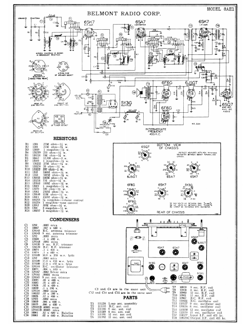 BELMONT Model 8AE1 Radio Corp Schematic