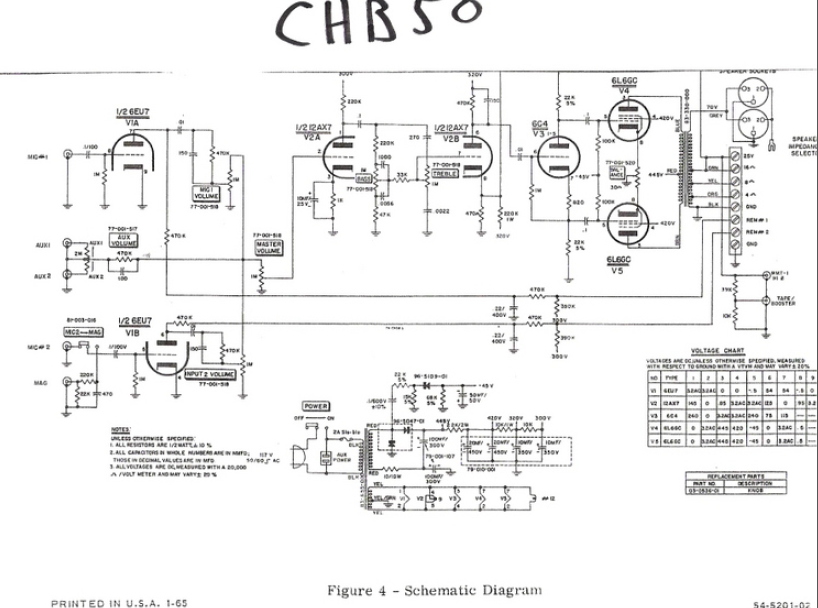 BOGEN Model CHB-50 Power Amplifier Schematic