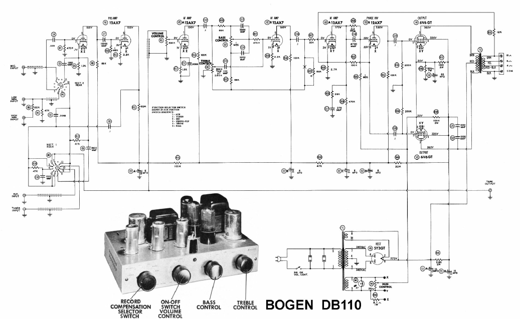 BOGEN DB-110 Power Amplifier Schematic