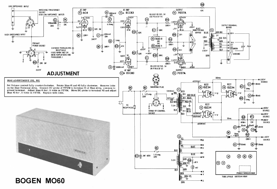 BOGEN MO-60 Tube Power Amplifier Schematic