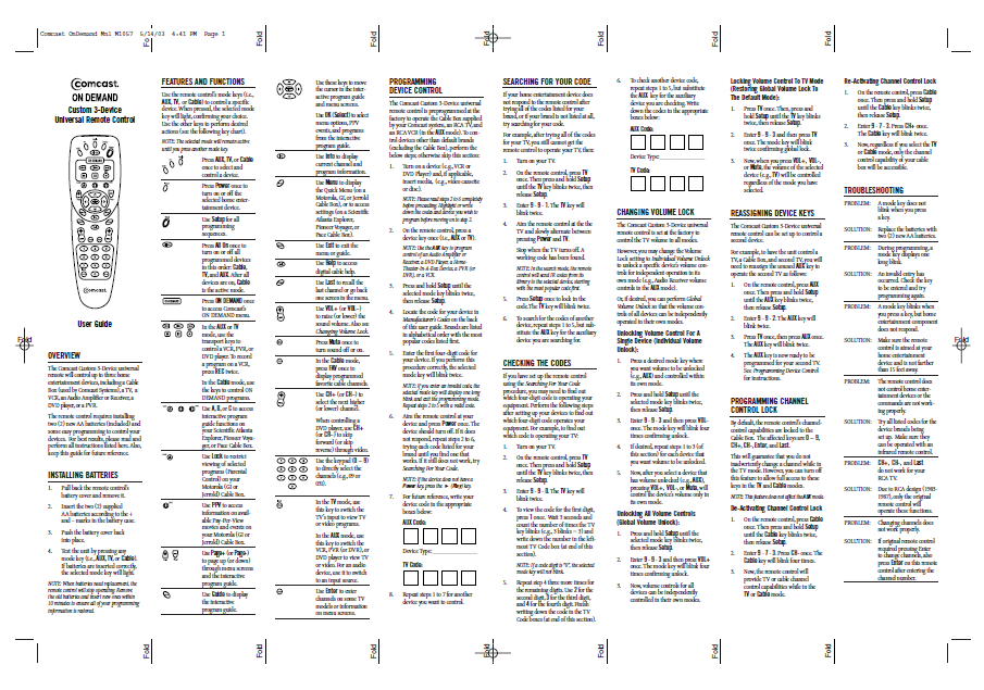 COBRA TO Cybernet-comcast_on_demand_remote_manual Service Manual