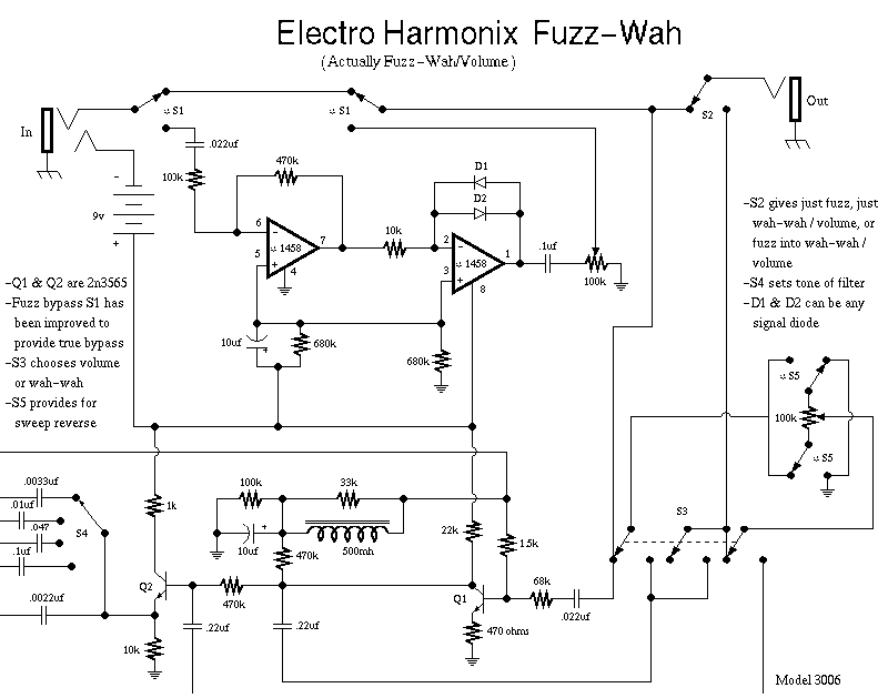 Electro Harmonix Fuzz Wah Schematic