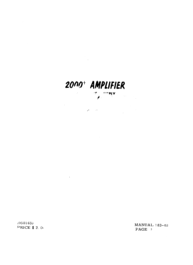 Galaxy Audio 2000 plus Amplifier Service Manual