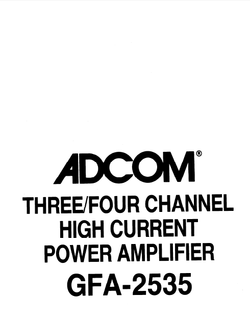 ADCOM GFA-2535 Power Amplifier Owner's Manual