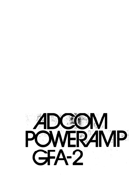 ADCOM Power Amplifier GFA-2 Owner's Manual