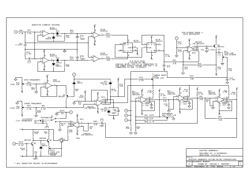 Electro Harmonix Guitar Micro Synthesizer 2 Schematic