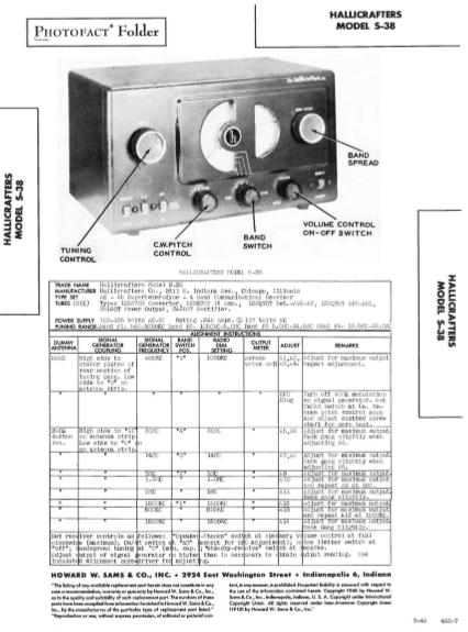 Hallicrafters Model S-38 Operation Manual