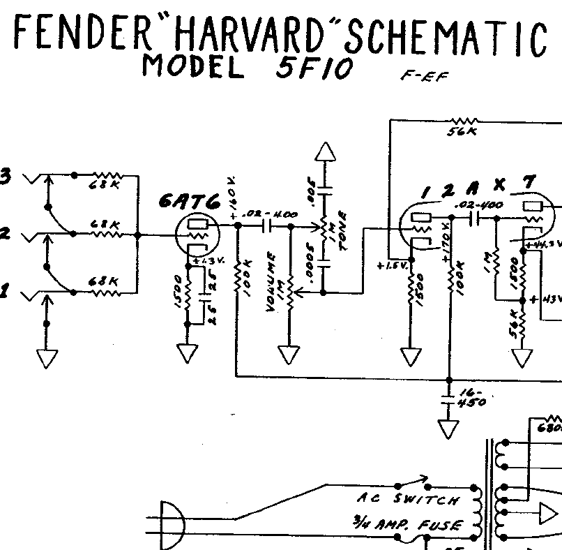 Fender Harvard 5F10 Schematics