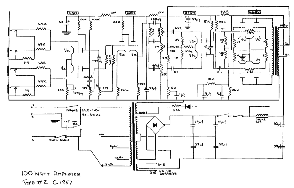 BLOCKHEAD 100 Watt Amplifier Schematic
