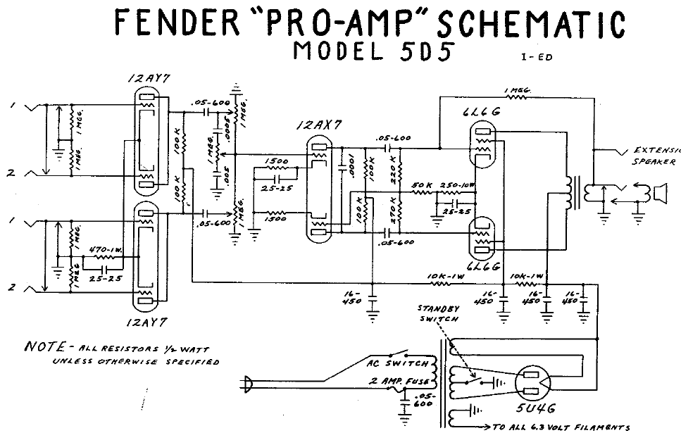 FENDER Pro-Amp 5d5 Schematic