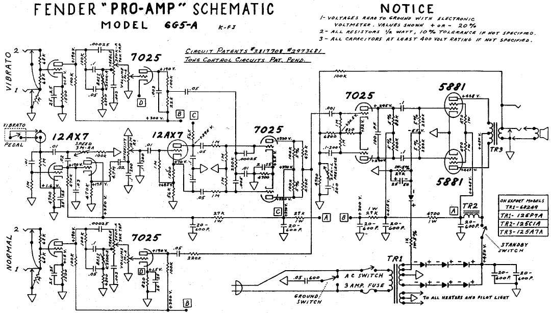 FENDER Pro-Amp 6G5A Schematic