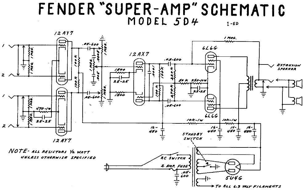 FENDER Super-Amp 5D4 Schematic